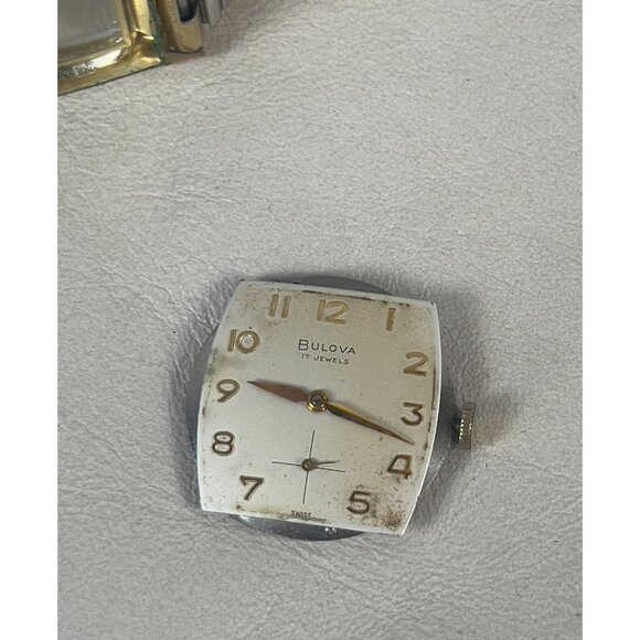 Vintage BULOVA L9 Men's Square Watch 10K Rolled Gold Parts/Repair 17 Jewels - Picture 3 of 9